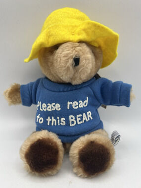 Vintage Paddington Bear Plush Eden Toys 1975 Yellow Hat Blue Coat Stuffed Toy